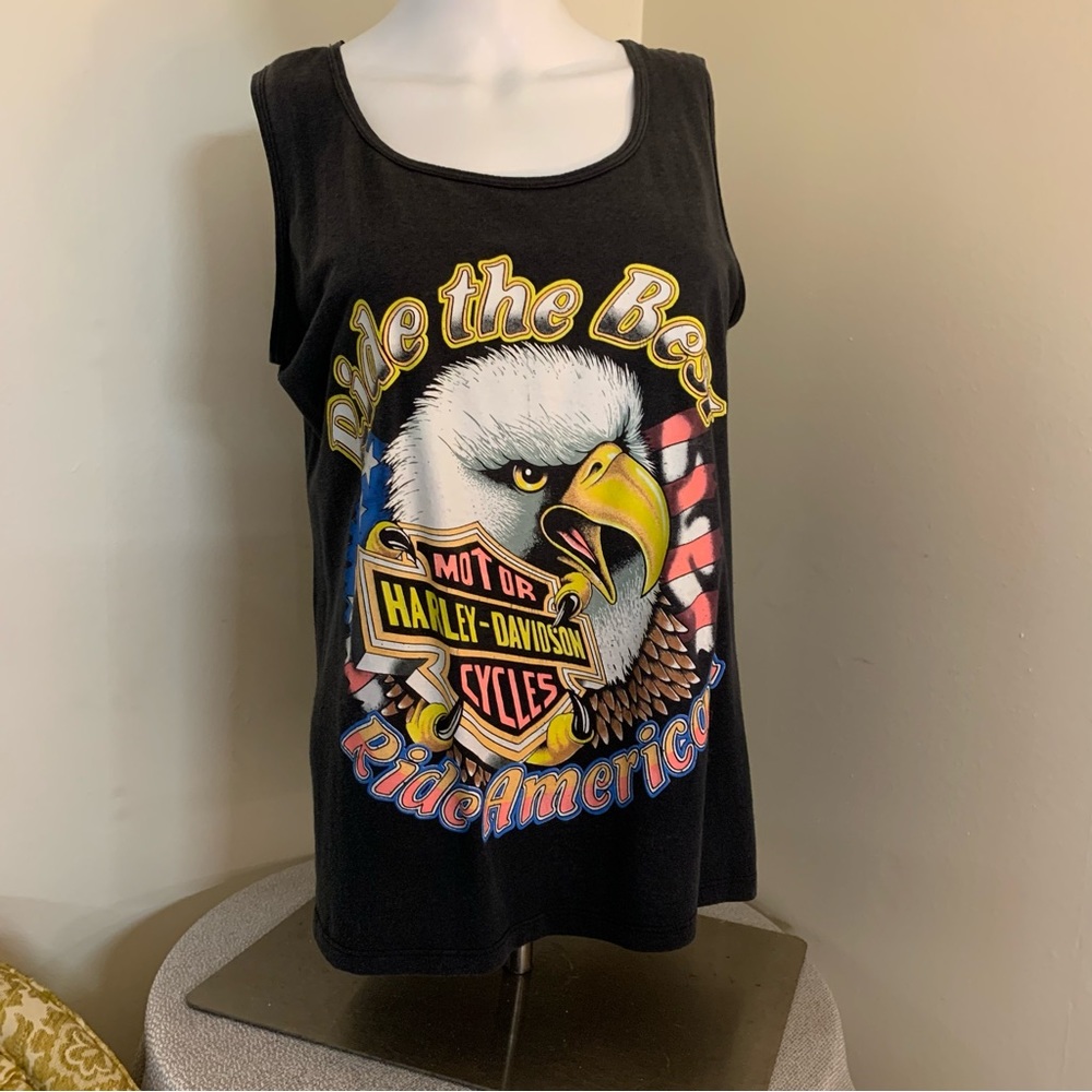 Harley Davidson vintage biker tank top. Early 80s. Vibrant colors. Normal wear. - Picture 2 of 6